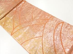 リサイクル　芝草に草花模様織出し袋帯